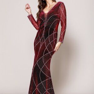 Illusion V-Neck Mermaid Shape Prom Dress AC3005